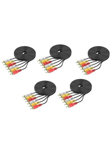 كيبل 3 RCA بـ6 دبابيس وقابس مطلي للصوت والفيديو بطول 3 متر TCV3303N مكون من 5 قطع 