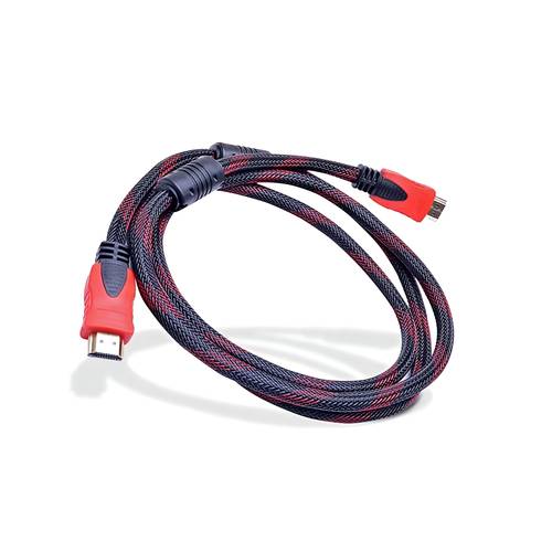 كيبل HDMI إلى HDMI ذكر-إلى-ذكر مضفر - 1.5 متر - اسود احمر - متعدد الكميات
