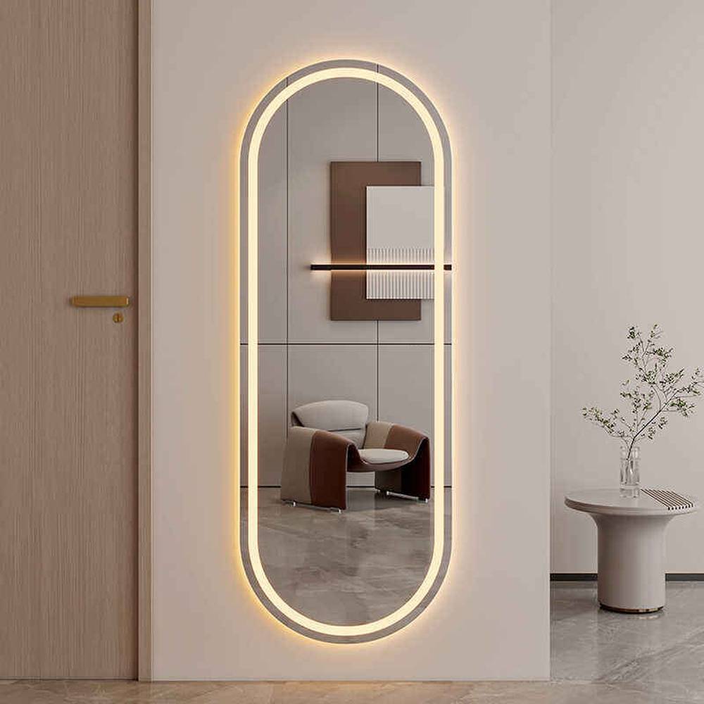 Full Length LED Mirror with Front & Back Lights Touch Control 3 Lighting Levels Wall Mounted for Bathroom, Living Room, Bedroom, Vanity - Multiple Sizes  70x90 cm