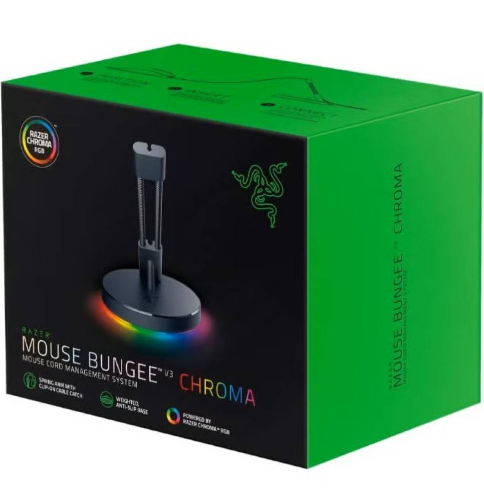 Razer V3 Chroma Adjustable Mouse Lock - Mouse Cable Holder with Chroma RGB Bottom Lighting, Black, RC21-01520100-R3M1.