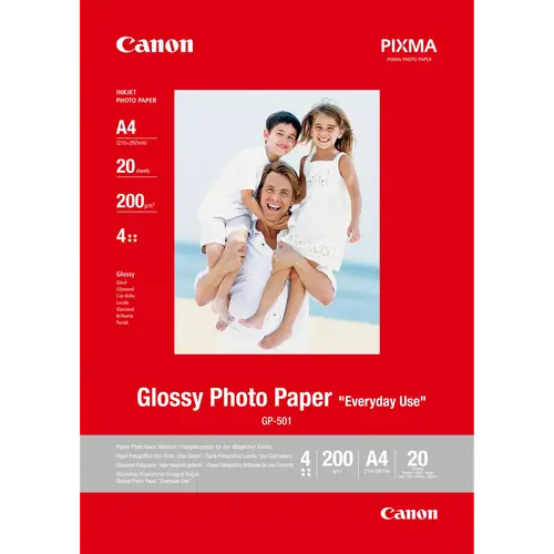 ورق صور فوتوغرافي لامع GP-501 من Canon ، عالي التباين والألوان، للطباعة المنزلية اليومية بجودة احترافية وبشكل فورى.