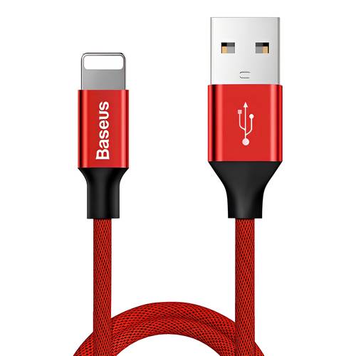 Baseus High Density Nylon Braided USB to Lightning Charging Cable Fast Charging for iPhone and iPad - 1.2 Meters - Red