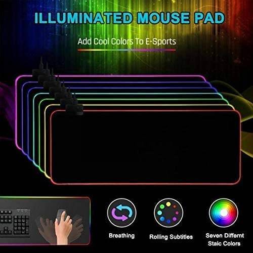 Non-Slip Rubber Base RGB Extended Gaming Mouse Pad with 10 Lighting Modes 80x30