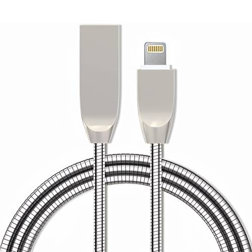 كيبل شاحن USB Lightning لاجهزة ايفون فولاذ - فضي