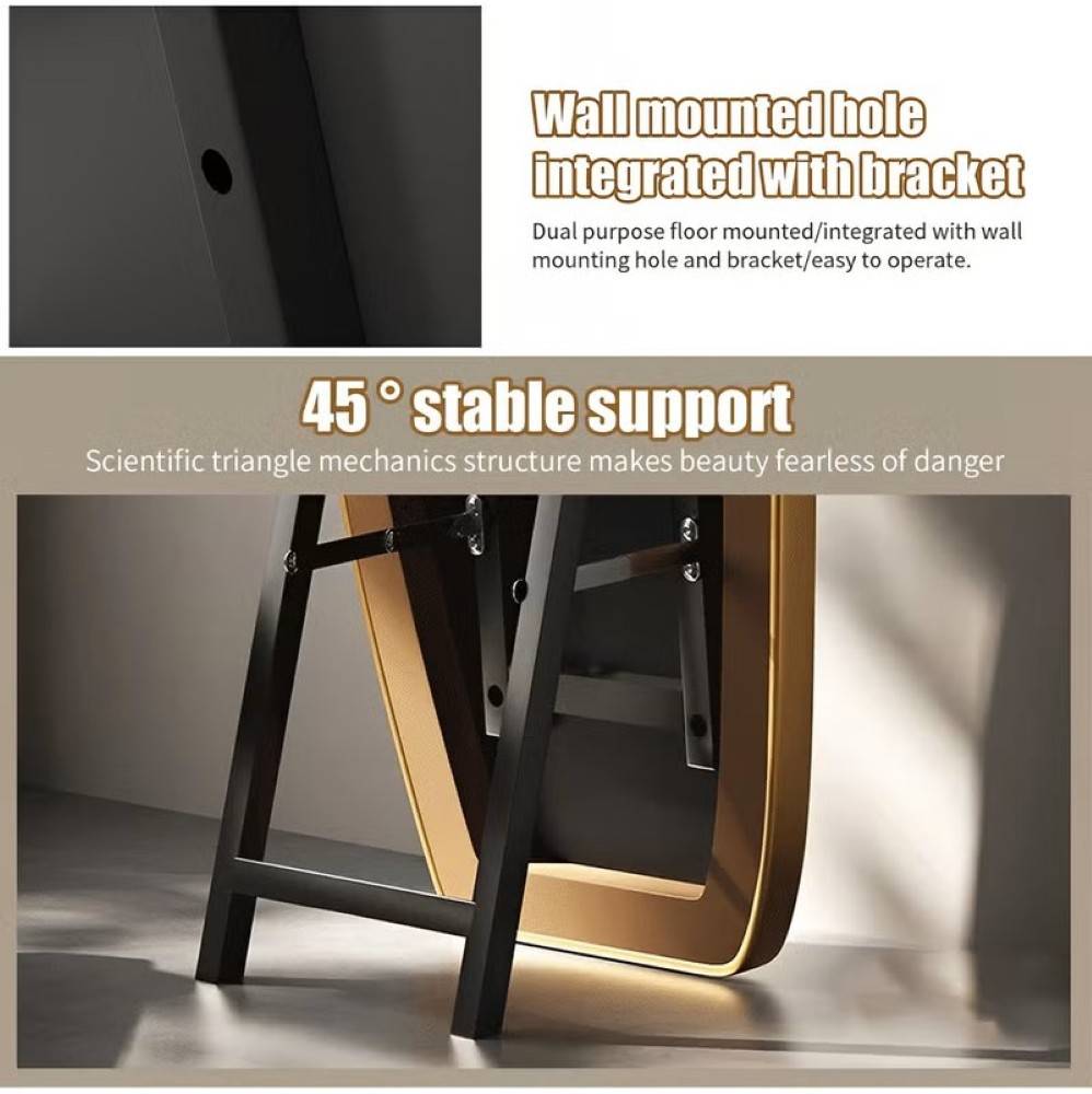 Full Length Wavy Mirror with Black Frame and Shatter Resistant Glass, Full Body Floor Mirror for Living Room, Bedroom, Entryway - Multiple Sizes.  اسود - 170x70 سم