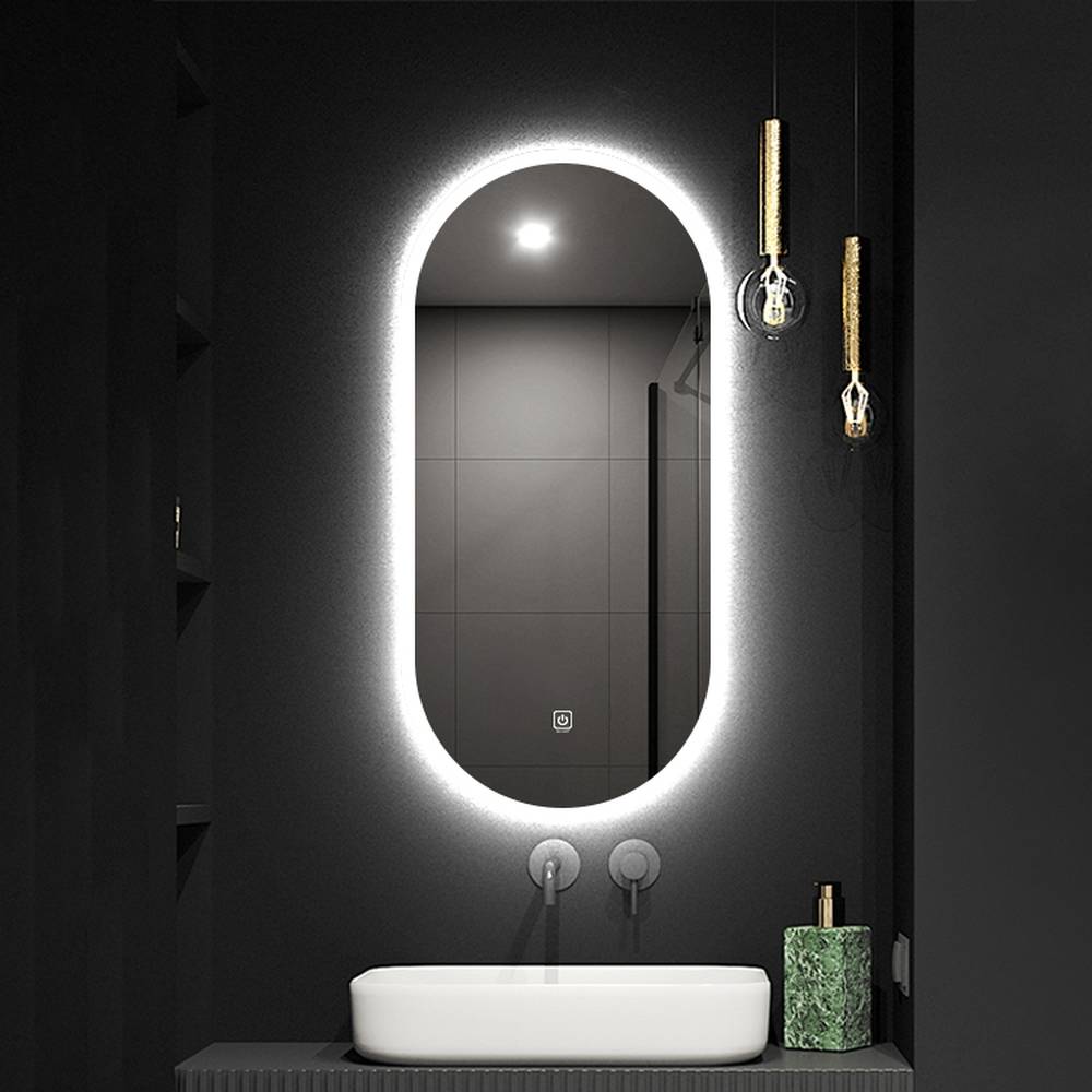 LED Oval Mirror with Touch Control 3 Lighting Levels Wall Mounted for Bathroom, Living Room, Bedroom, Vanity - Multiple Sizes  60x80 cm