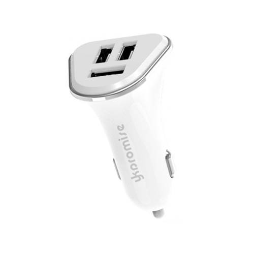 شاحن سيارة سريع مع 3 منافذ USB لشحن الهاتف والكمبيوتر المحمول - ابيض