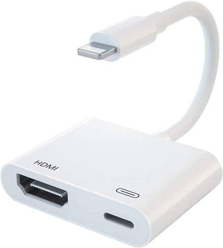 Apple Lightning to HDMI Digital AV Adapter, Apple MFi Certified 1080P HDMI Sync Monitor Digital AV Audio Adapter with Charging Port for iPhone, iPad, iPod on HD TV Projector Monitor, Supports All iOS Devices