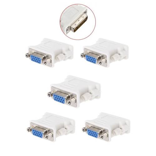  محول DVI 24 Pin ذكر إلى انثي VGA 15 Pin  أبيض (5 قطع)