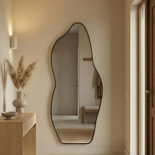 Full Length Wavy Mirror with Colored Frame, Full Body Floor Mirror for Living Room, Bedroom, Entryway, Size 60x165 cm - Multi Colorss.