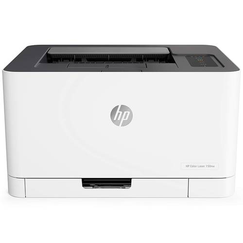 اتش بي طباعة Color LaserJet 150nw لاسلكية ملونة طباعة ونسخ وطباعة مزدوجة يدوية مزودة بمنفذ Ethernet وWiFi-Direct مدمجين - ابيض