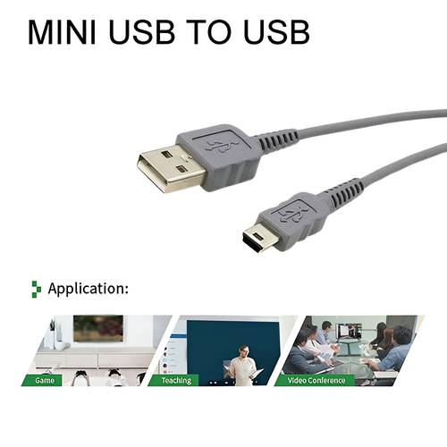 كابل شحن وبيانات Mini USB ذو 5 دبوس لوحدة تحكم بلاي ستيشن 3 - رمادي - متعدد المقاسات