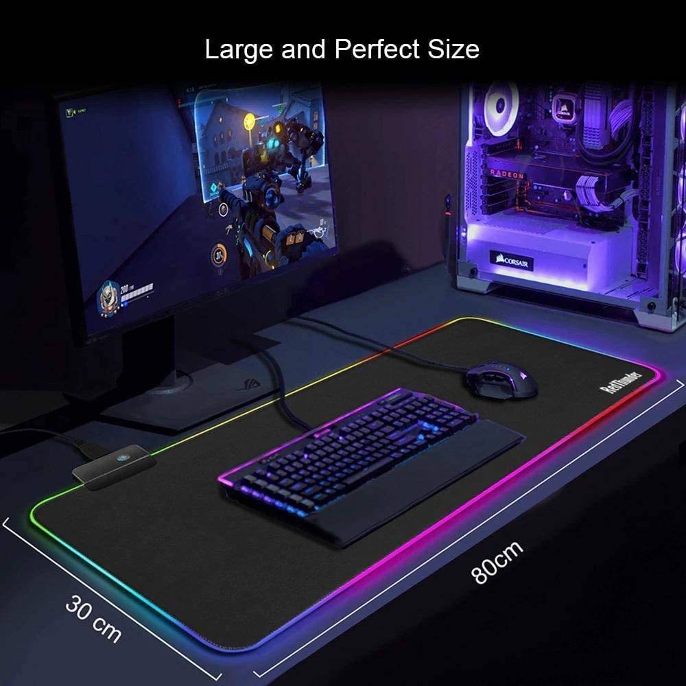 Non-Slip Rubber Base RGB Extended Gaming Mouse Pad with 10 Lighting Modes 80x30