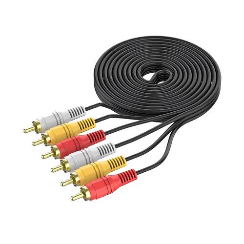 RCA Adapter Cable for Audio, Video, DVD, TV, Stereo, 3 RCA-to-3 RCA male-to-male - Multiple Size