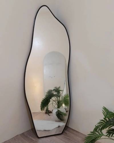 Full Length Wavy Mirror with Black Frame and Shatter Resistant Glass, Full Body Floor Mirror for Living Room, Bedroom, Entryway - Multiple Sizes.