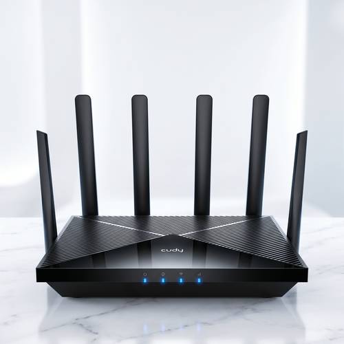 The Cudy P5 5G router features AX3000 Wi-Fi 6 and dual SIM capability for network management and developer offices.
