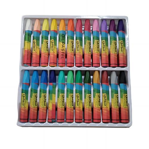تولي مجموعة أقلام تلوين شمعية Oil Pastel مكونة من 24 قلم لامعة وقوية وناعمة للغاية وسهلة الاستخدام