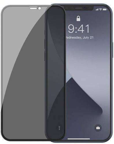 بيسوس منحني كامل الشاشة زجاج مقوى ومضاد للنظرة للخصوصية لهاتف iPhone 12 Pro Max (2 قطعة / عبوة + قطعة أثرية للصق) أسود SGAPIPH67N-TG01