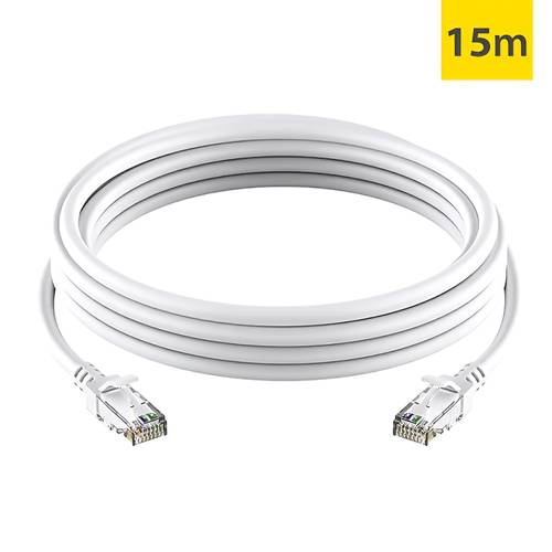 كيبل شبكة ايثرنت CAT6 RJ45 ذكر-الي-ذكر - مقاس 15 متر - أبيض