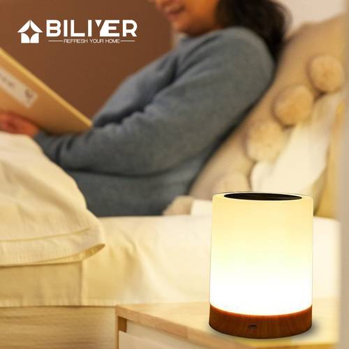مصباح طاولة بجانب السرير مع وضع تغيير لون 6 RGB ومصباح LED للأطفال - قابلة لإعادة الشحن لغرفة النوم مع كيبل شحن من النوع C