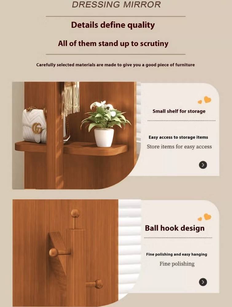 360 Degree Rotating Full Length Mirror, 2 in 1 Floor Mirror and Coat Rack for Bedroom and Living Room 56x166cm - Multicolor  undefined