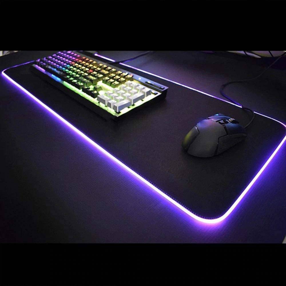 Non-Slip Rubber Base RGB Extended Gaming Mouse Pad with 10 Lighting Modes 80x30