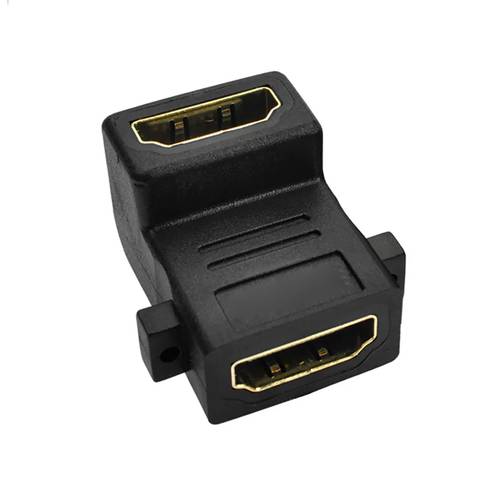 وصلة تحويل HDMI إلى HDMI بزاوية 90 درجة انثي-الي-انثي للتلفزيون عالي الوضوح - اسود