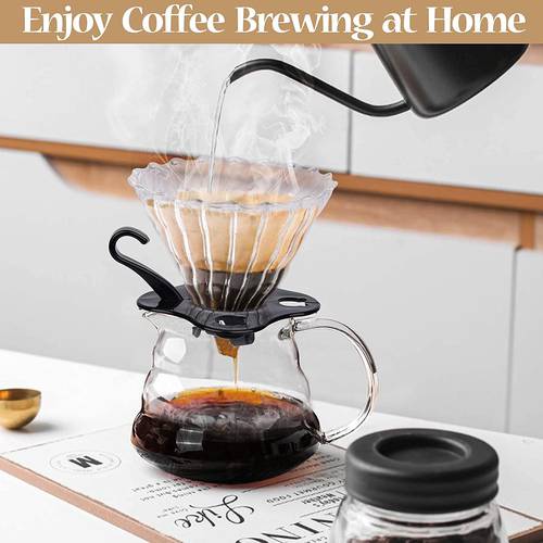Pour Over Coffee Glass Smart Drip Funnel Cone Filter Coffee With Removable Clear Bottom 1-4 Cups CC30