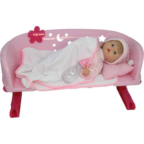 Bambolina Baby Nina with bed and accessories 36cm - For ages 2 years and above