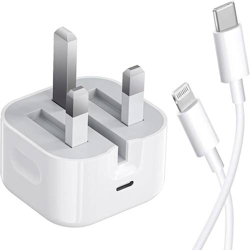  شاحن سريع 20 وات USB-C  مع كابل 1 متر من USB-C الي lightning متوافق مع اجهزة الأيفون 