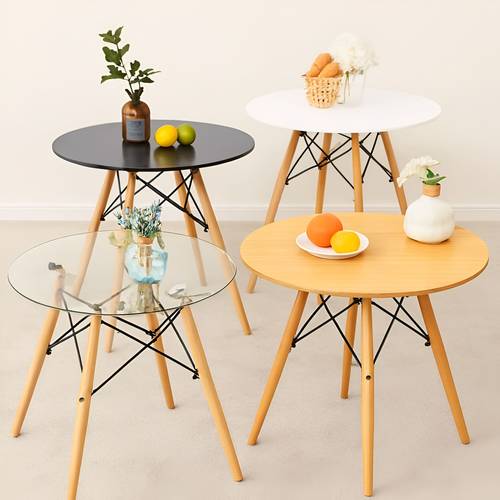 Round dining table (80x80x72cm), multi-purpose side coffee table for living room, bedroom and balcony - multi-colored.