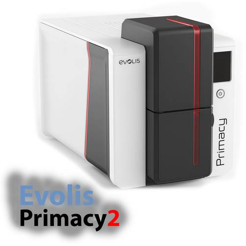 طابعة بطاقات الهوية Evolis Primacy2، مصممة لطباعة بطاقات PVC | واجهات USB و Ethernet مع تراخيص برنامج CardpressoXXS، دقة ألوان كاملة 300 × 600، سعة تغذية 100 بطاقة | PM2-0025-M.