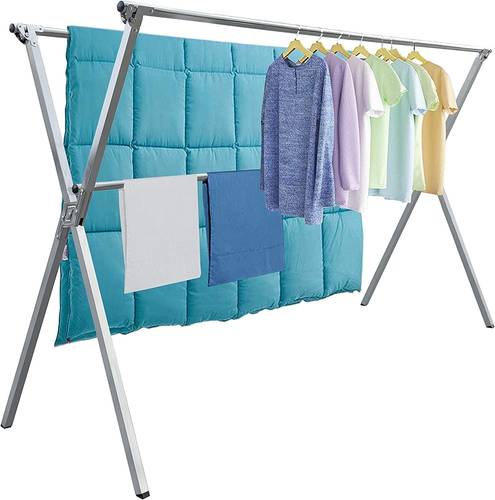 160CM Stainless Steel Garment Rack Adjustable and Foldable Space Saving Laundry Drying Rack for Indoor Outdoor