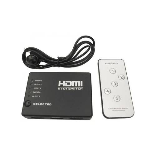 موزع HDMI بـ 5 منافذ مع جهاز تحكم عن بعد بالأشعة تحت الحمراء