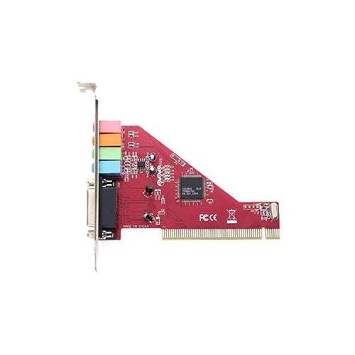 بطاقة صوت PCI لصوت ستيريو ثلاثي الأبعاد للكمبيوتر المكتبي - داخلي - احمر فضي