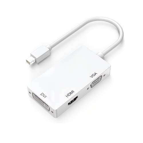 محول منفذ 3 في 1 Thunderbolt من Mini Display Port الي HDMI وDVI و VGA - ابيض