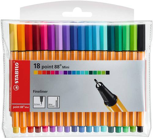 STABILO 18-Piece Point 88 Mini Fineliner Pen Multicolour - 688/18-1