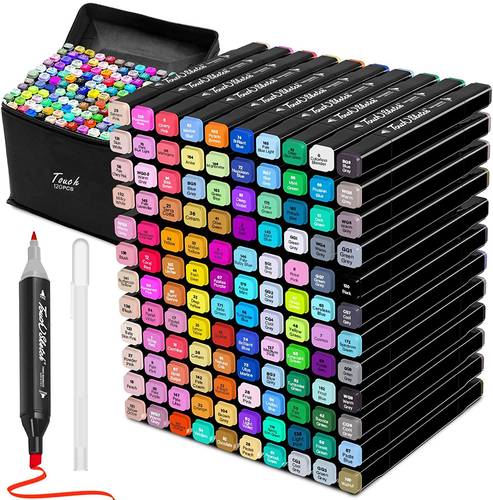 Set of 120 Colour Marker Pens, Dual Tips Permanent Marker Pens Art Markers for Kids and Chisel Set for Kids Artist Students Sketch Brush Markers