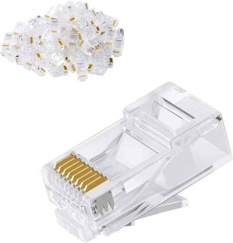 100 قطعة رأس Cat6 RJ45  | بلاستيك شفاف