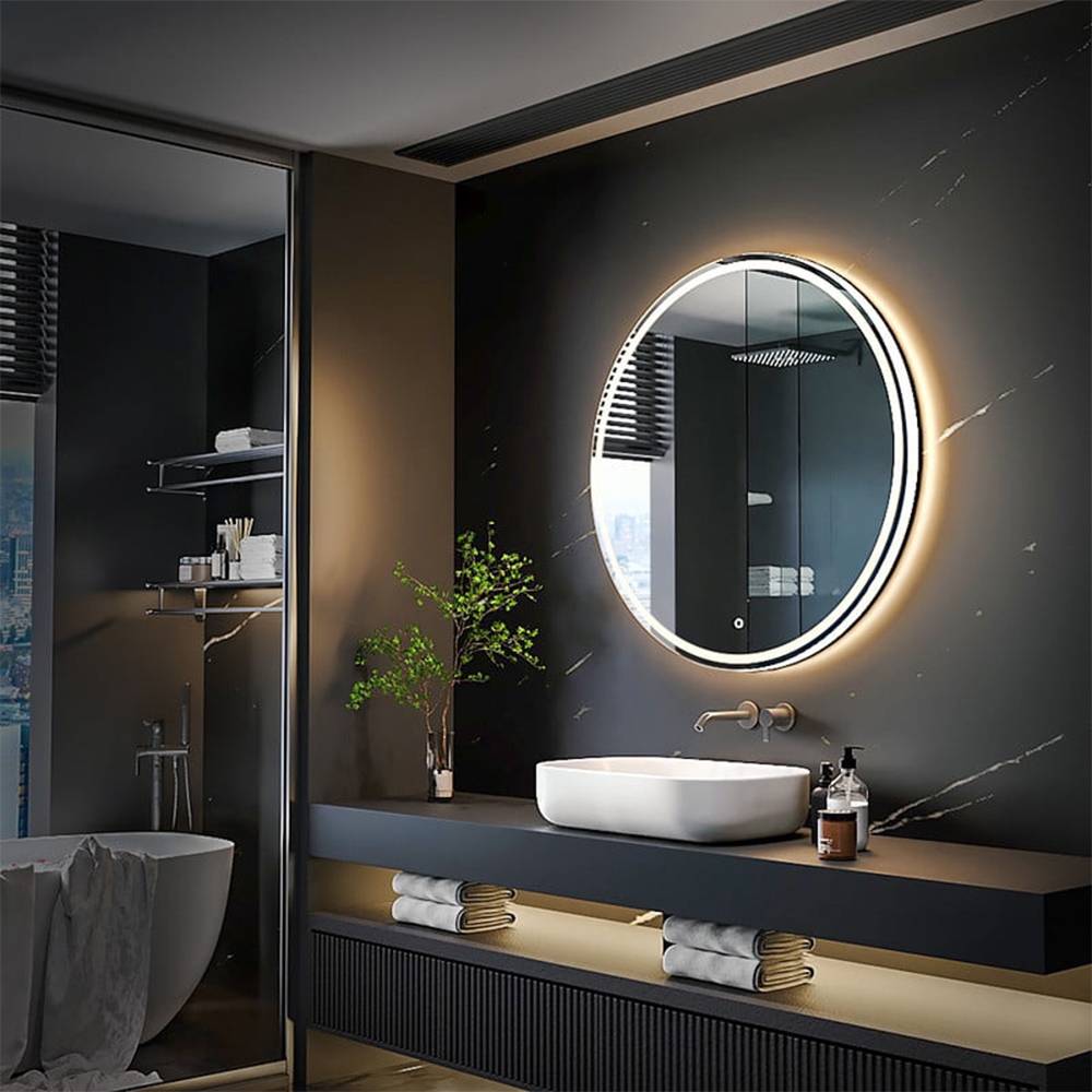 IP44 Rated Adjustable Wall Mounted Multi-Color Dimmable Round LED Bathroom Mirror - Multi Size  60 cm