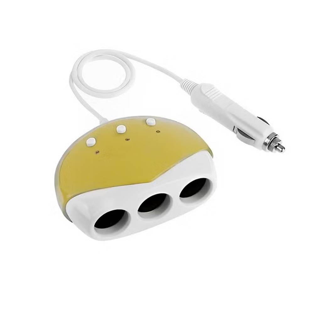 محول ولاعة و شاحن سيارة بـ 3 فتحات ومنفذ USB