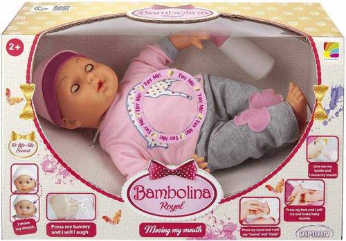 40CM BAMBOLINA ROYAL DOLL WITH MOUTH MOV  BAM-128342