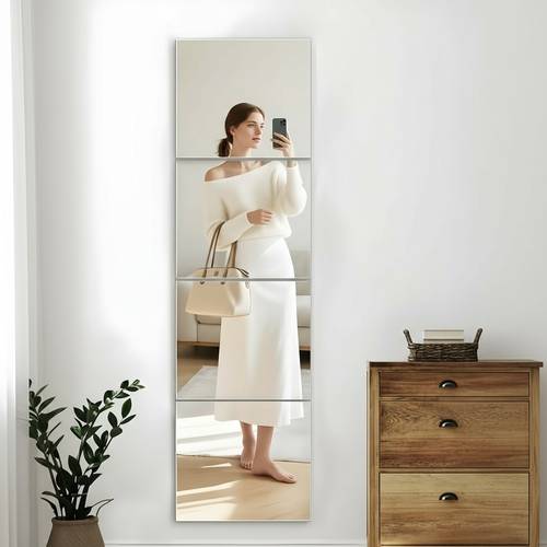 Full length 30x30 cm multi-piece wall mirror set, square frameless, self-adhesive makeup mirror for bedrooms and living rooms.