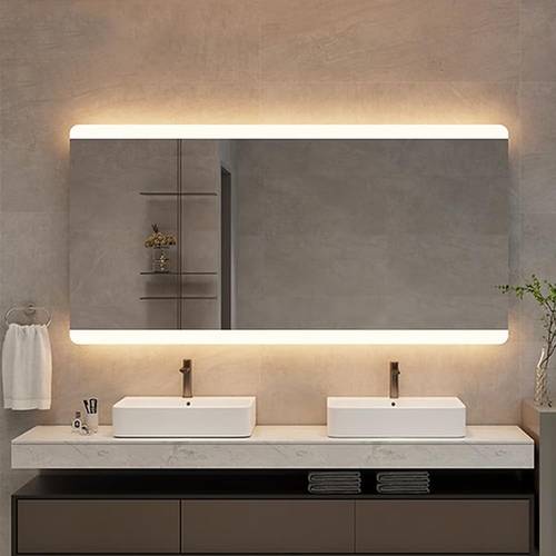مرآة حمام عالية الجودة حائط مستطيلة LED مع زر باللمس - مرآة حمام للمنزل والفنادق والمطاعم  3 مستويات إضاءة - مقاسات متعدده.