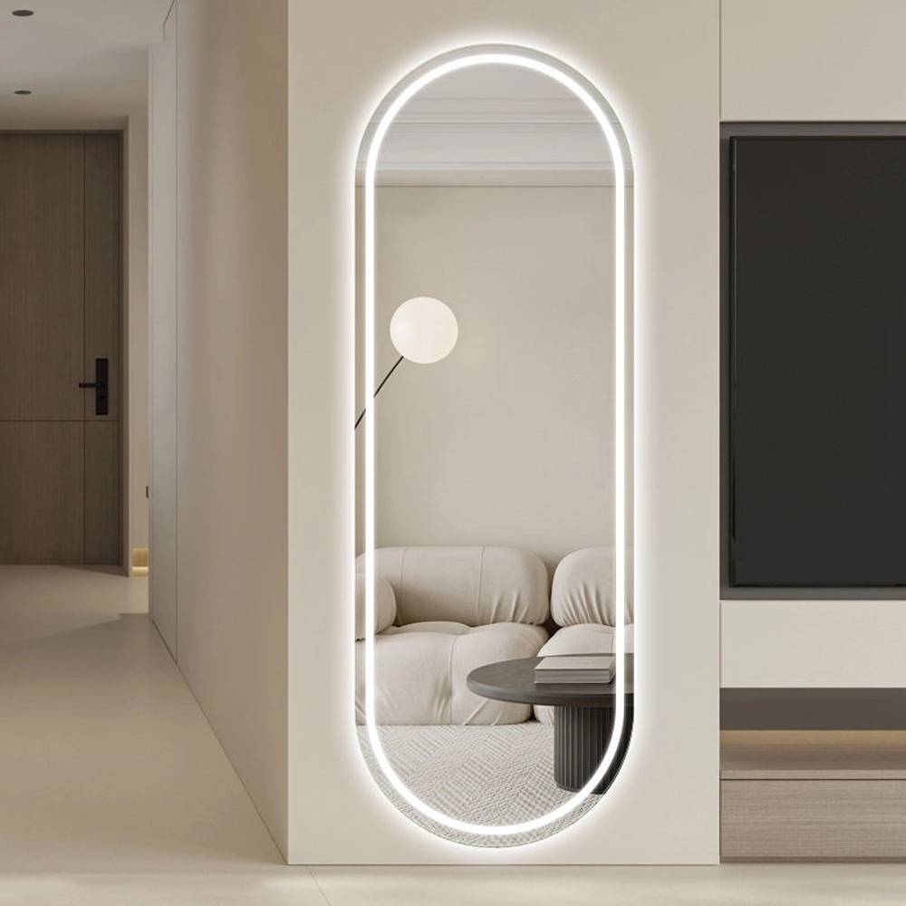 Full Length LED Mirror with Front & Back Lights Touch Control 3 Lighting Levels Wall Mounted for Bathroom, Living Room, Bedroom, Vanity - Multiple Sizes  60x80 cm