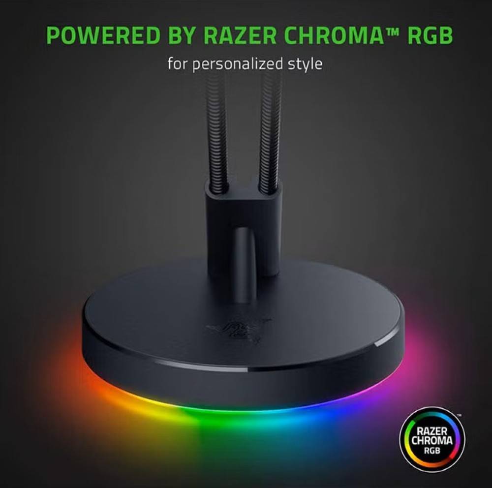 Razer V3 Chroma Adjustable Mouse Lock - Mouse Cable Holder with Chroma RGB Bottom Lighting, Black, RC21-01520100-R3M1.
