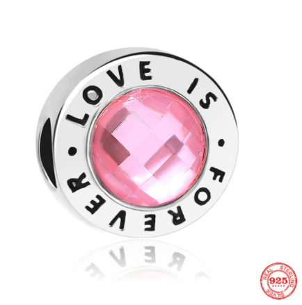 تعليقة love charms بندوررا للاساور والسلاسل من الفضة الانجليزي المطلي روديوم