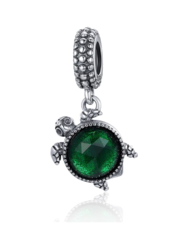 تعليقة السلحفاة  charms بندوررا للاساور والسلاسل من الفضة الانجليزي المطلي روديوم