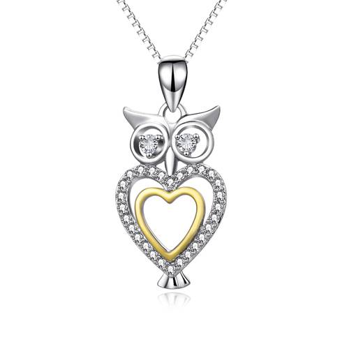 تعليقة  OWL مع سلسال - فضة مطلي