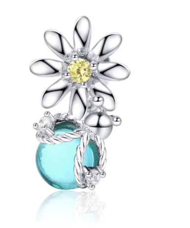 تعليقة charms بندوررا للاساور والسلاسل من الفضة الانجليزي المطلي روديوم